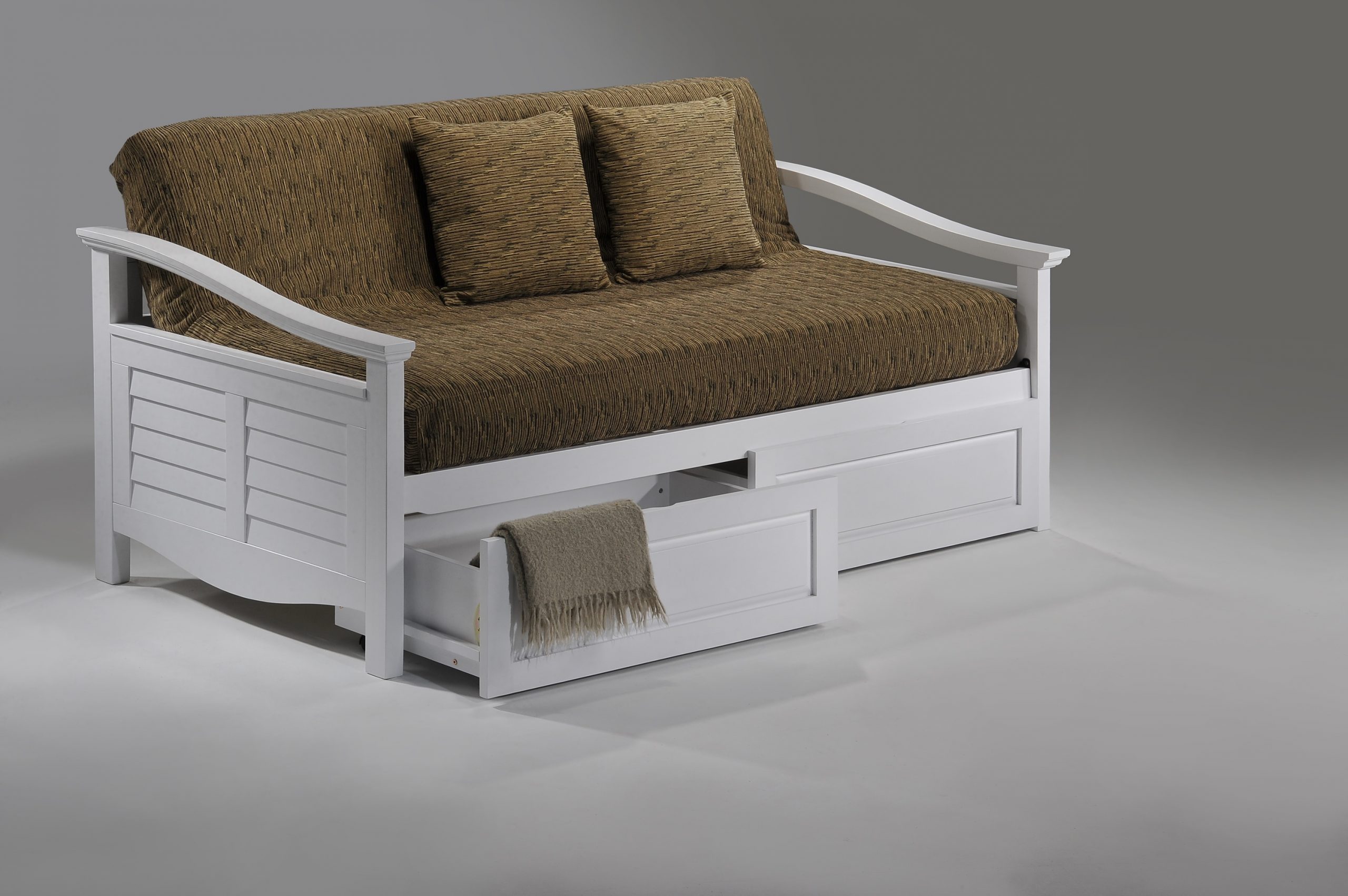 Seagull Daybed w Cinnamon Storage Drawer opened (WH)