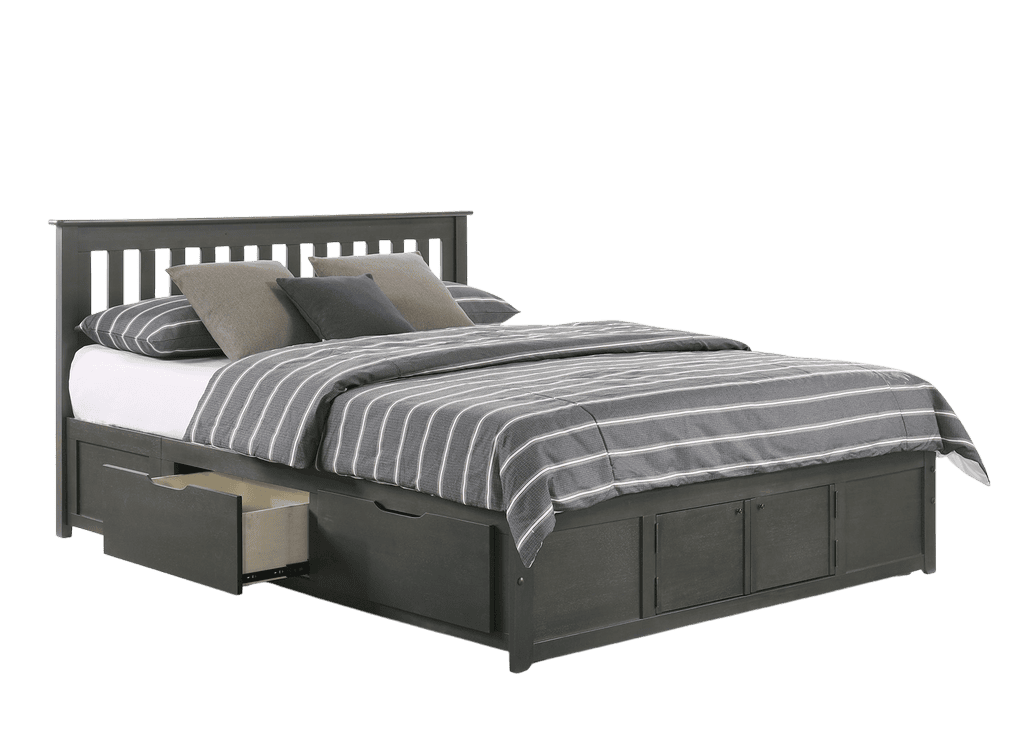 Pedestal Bed CKing Stonewash 1dr